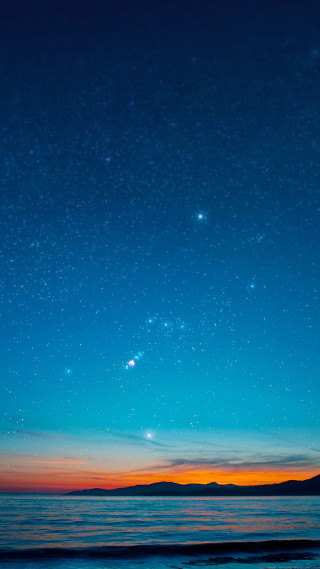 Sky stars orange glow horizon - a view of the sky free wallpaper for mobile