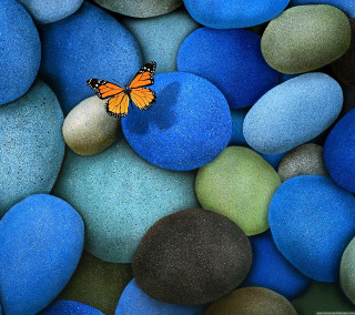 Butterfly rock blue green pebbles 2 - rock and pebbles free wallpaper