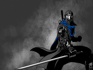 Man black blue outfit sword 2 - outfit holding free wallpaper