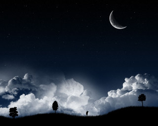 Night sky clouds half moon 2 - night sky free wallpaper