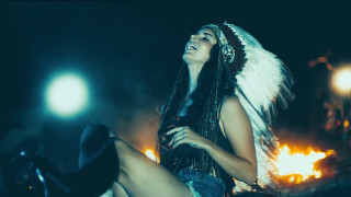 Woman feathered headdress motorcycle night - goddess free wallpaper for desktop