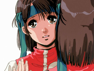 Girl longhair redshirt hands chest - ayami kojima free wallpaper for desktop