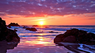 Sunset ocean rocks water person - rock and water free wallpaper for desktop