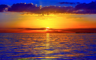 Sunset ocean boat distance clouds - a boat in the distance free wallpaper