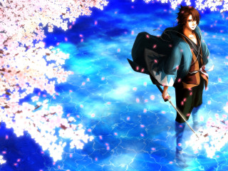 Blue water flowers sky kimono - a blue outfit free wallpaper for desktop