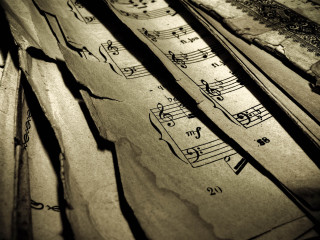Musical paper notes pen close - musical free wallpaper for desktop