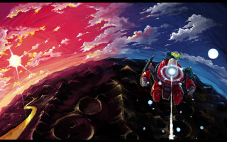 Red white motorcycle hill sky - motorcycle free wallpaper