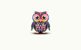 Colorful owl white surface white - a black outline free wallpaper