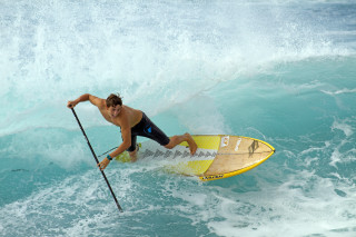 Man paddle surfboard wave ocean - a paddle free wallpaper
