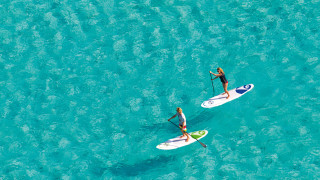 Two people surfboards ocean paddle - the board free wallpaper