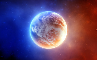 Blue red planet red star - star free wallpaper for desktop
