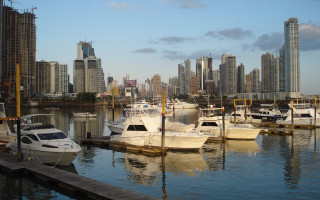 Marina boats city tall buildings - a marina free wallpaper