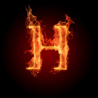 Fire letter h black red - letterism free wallpaper for tablet