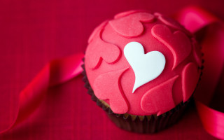 Cupcake heart pink ribbon romantic - a red tablecloth free wallpaper