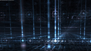 Dark room blue lights squares - square free wallpaper