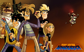 Cartoon characters red background guitar - a cartoon character holding free wallpaper for desktop