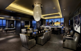 Dining room chandelier bar night - city free wallpaper
