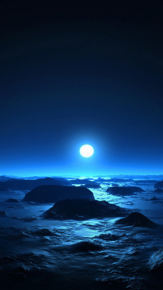Full moon ocean night matte - over the ocean free wallpaper for mobile