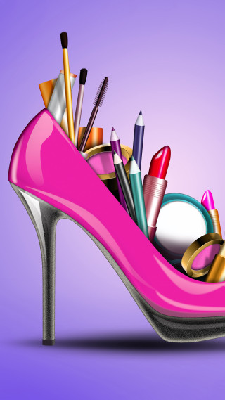 Pink high heeled shoe makeup - a pop art painting free wallpaper