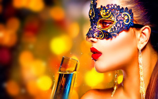Woman mask wine glass bottle - a mask free wallpaper