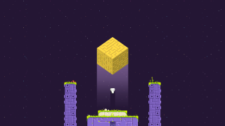 Pixel art tower light building - a moon in the sky free wallpaper