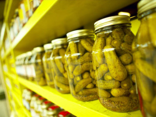 Shelf jars pickles peanuts store - a store free wallpaper