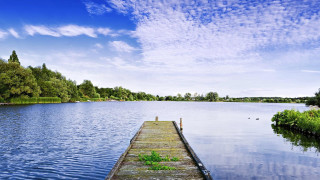 Long dock lake blue sky - a long dock free wallpaper