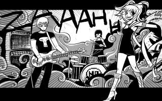Black white drawing woman guitar - underground comix free wallpaper