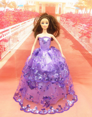 Doll purple dress red flowers - in the background free wallpaper for mobile