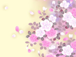 Pink flowers leaves yellow background - pink flower free wallpaper for desktop