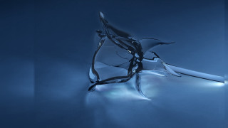 Glass sculpture blue background light - broken free wallpaper