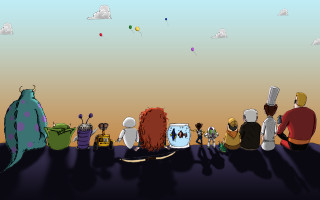 Group people table laptop balloons - a laptop computer in front free wallpaper for desktop