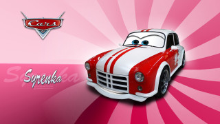 Red white car pink background - pixar style free wallpaper