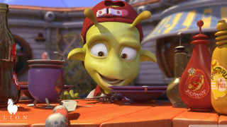 Cartoon character sitting table food - promotional free wallpaper for desktop