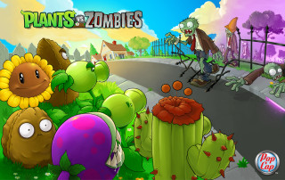 Plants zombies road fence person 2 - a bike free wallpaper