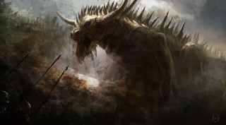 Dragon spikes horns painting artwork - a painting of a dragon free wallpaper for desktop