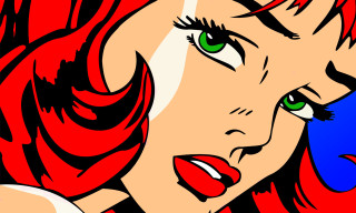 Woman red hair green eyes 2 - a pop art painting free wallpaper for desktop