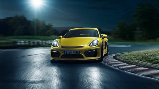 Yellow sports car night driving - the top of the car free wallpaper