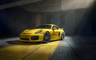 Yellow porsche parking garage spotlight - a spotlight free wallpaper