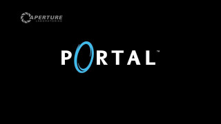 Portal logo black background blue - a blue circle in the middle free wallpaper
