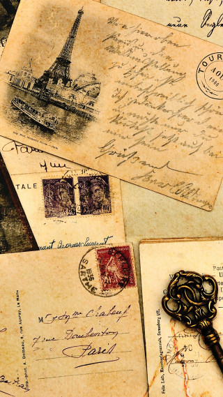 Old postcards with key attached - old free wallpaper for mobile