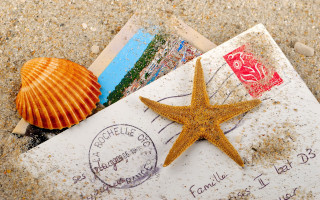 Starfish letter sand seashell postcard - corneille free wallpaper