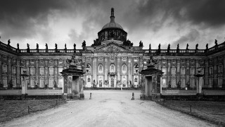 Large building gate cloudy sky - a sky free wallpaper for desktop