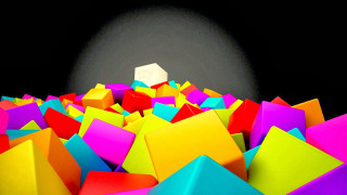 Colorful blocks black floor white - ambient occlusion free wallpaper for desktop