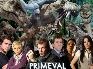 Primeval cast collage dinosaur gun - poster art free wallpaper for desktop