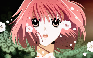 Girl pink hair flowers in 2 - pink hair free wallpaper