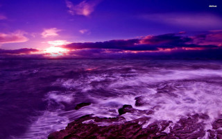 Purple sky sunset ocean rocks - the rock free wallpaper