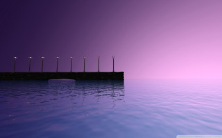 Pier lights water night purple - a purple sky in the background free wallpaper