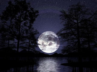 Full moon lake woods night - full moon free wallpaper for desktop