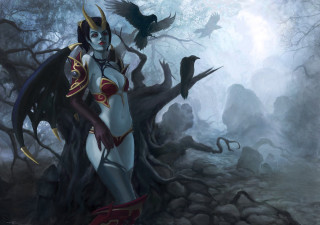 Woman costume forest bird crow - art of brom free wallpaper